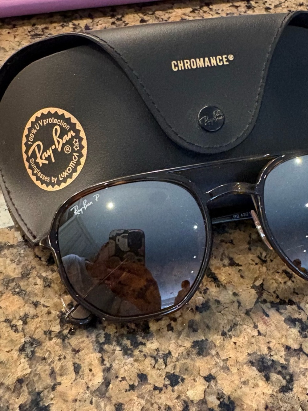 Ray-Ban Black Brown Gradient Lens Chromance Sunglasses